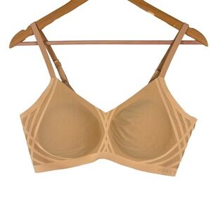 NWT HoneyLove Womens Silhouette Wireless Bonded Support Bra Sz L 38 B/C Sand !!!